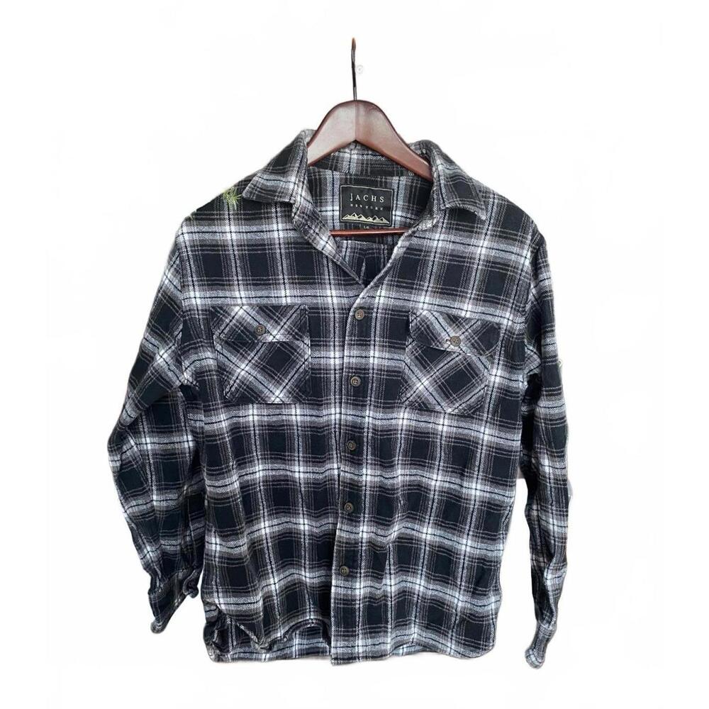 Jach’s Black Grey Plaid Heavy Cotton Shacket Size Large